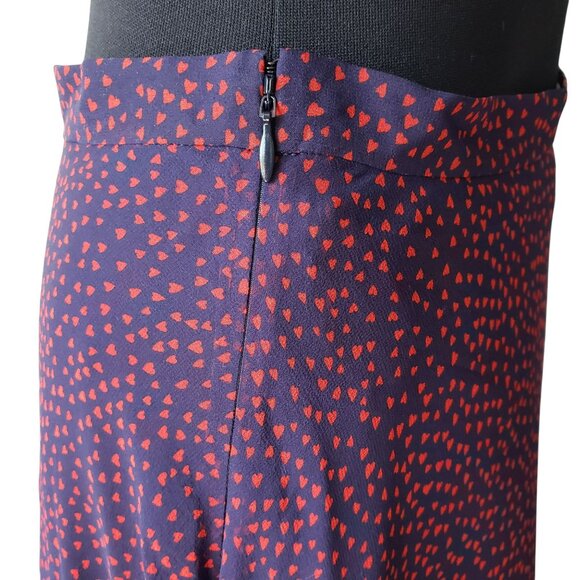 Christian Dior Silk Navy Blue Red Mini Heart Print Midi Skirt Pop Heart AW 2021 - Picture 16 of 16